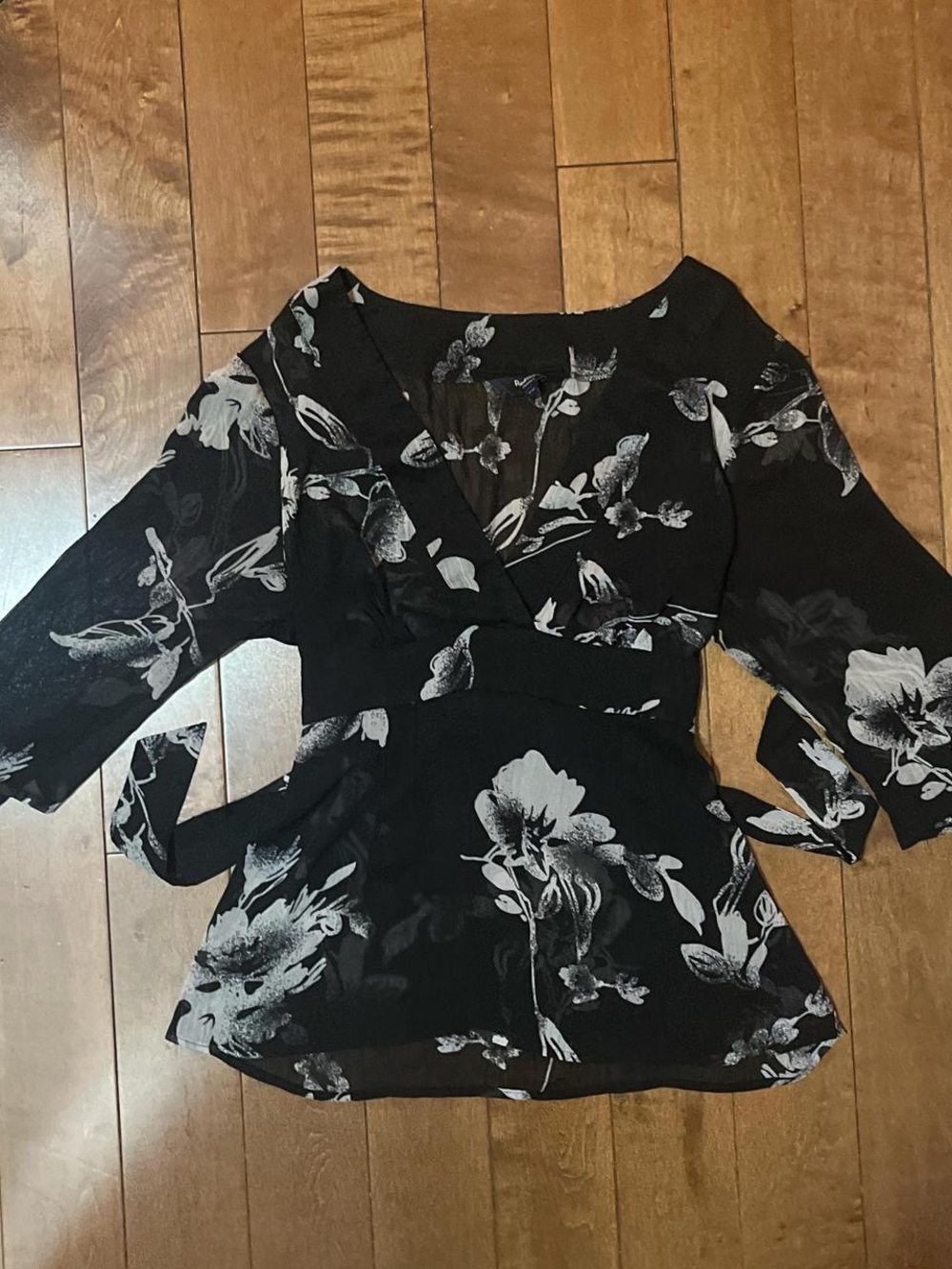 Babyboll Black Floral Wrap Top
